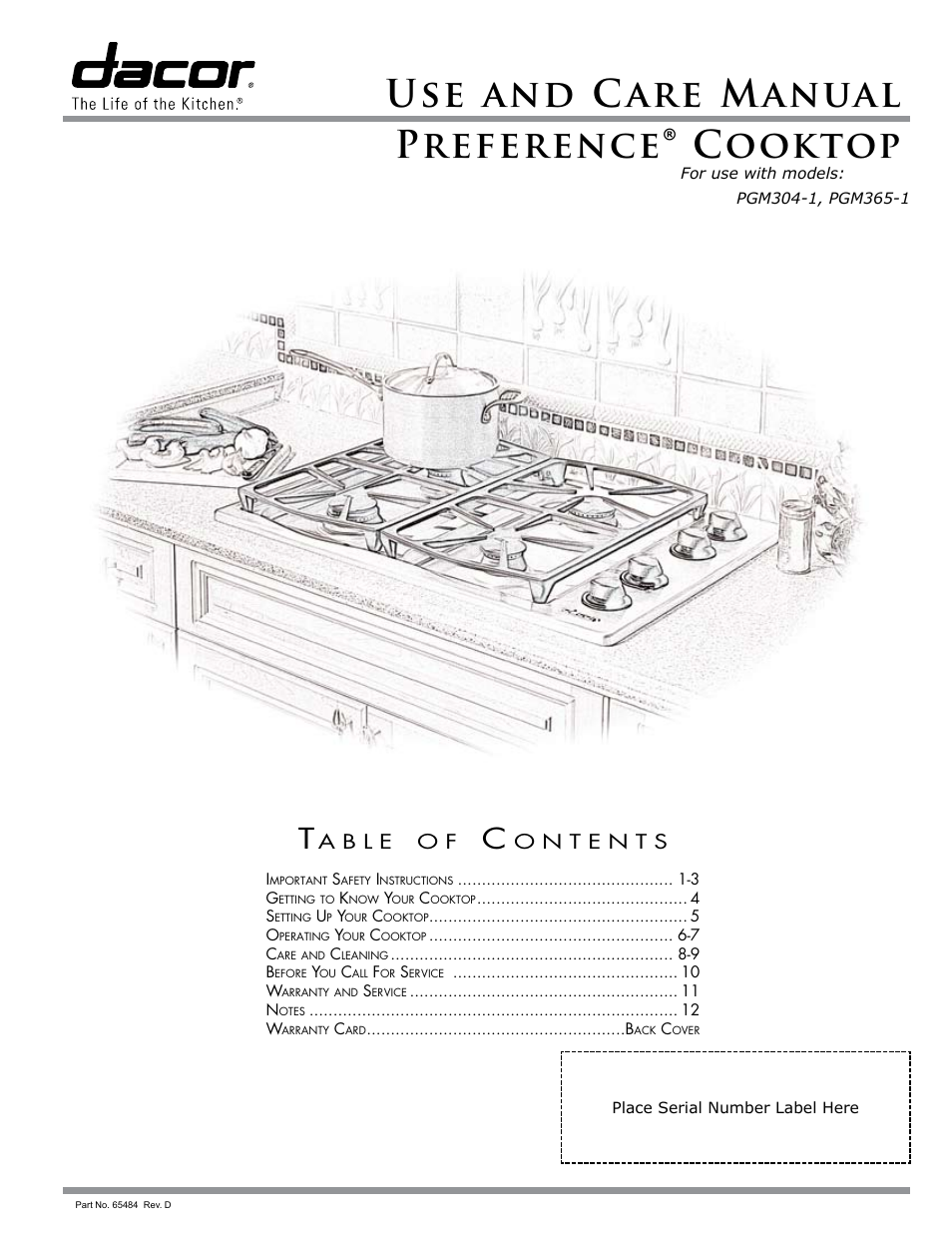 Dacor PGM304-1 User Manual | 16 pages