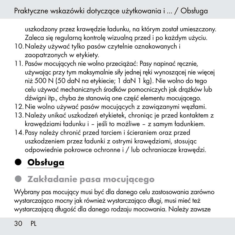 Obsługa  zakładanie pasa mocującego | Powerfix Z31361 User Manual | Page 30 / 108