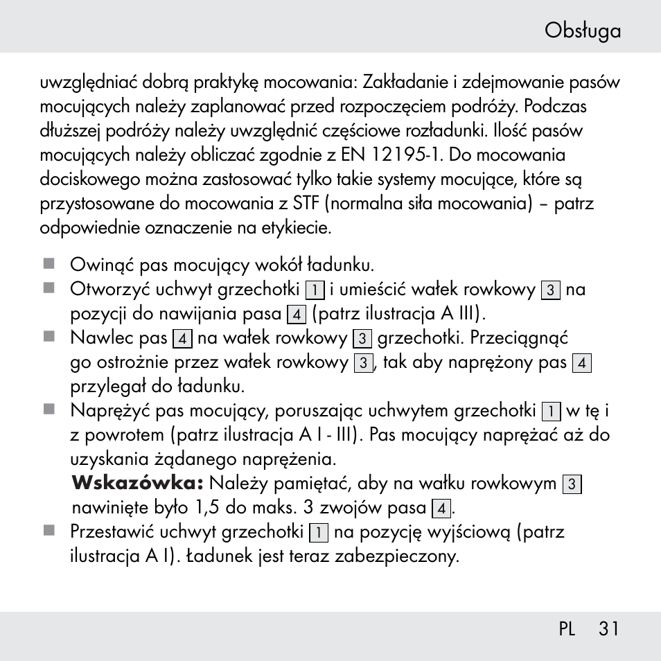 Obsługa | Powerfix Z31361 User Manual | Page 31 / 108