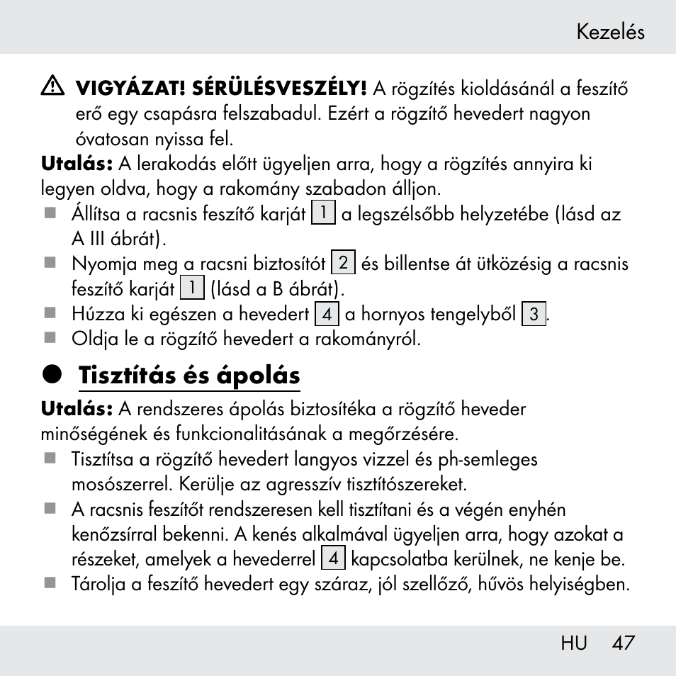 Tisztítás és ápolás | Powerfix Z31361 User Manual | Page 47 / 108