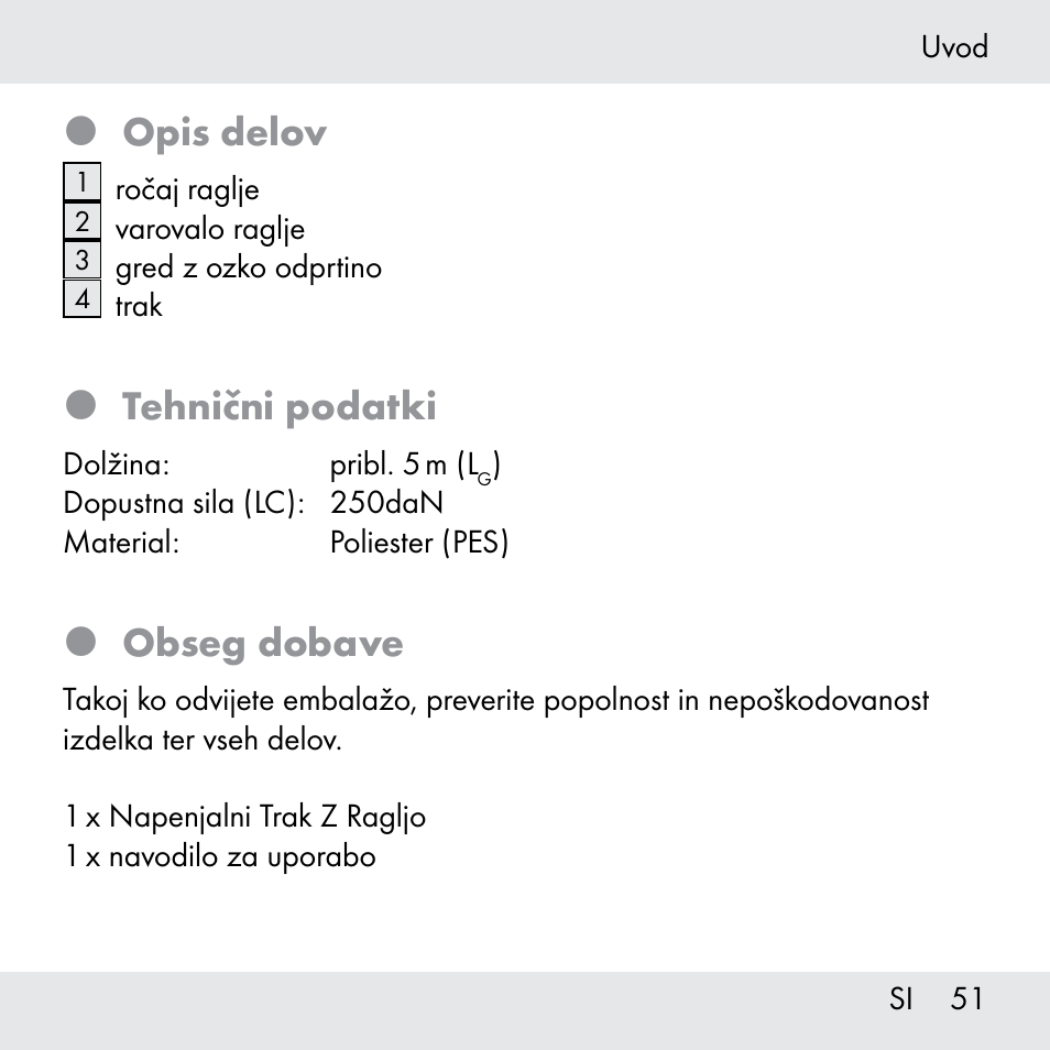 Opis delov, Tehnični podatki, Obseg dobave | Powerfix Z31361 User Manual | Page 51 / 108