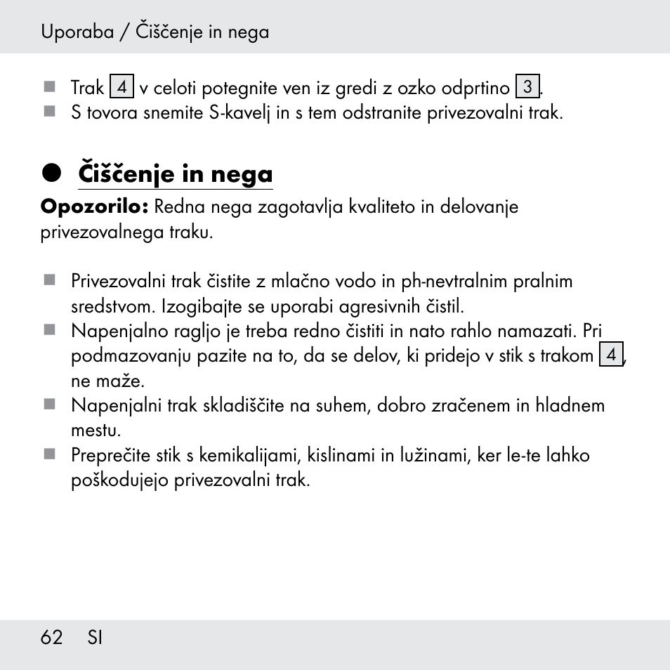 Čiščenje in nega | Powerfix Z31361 User Manual | Page 62 / 108