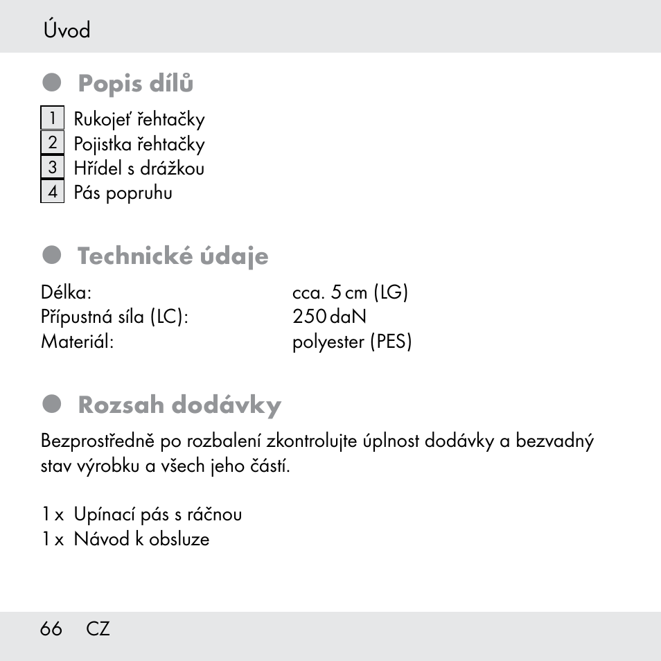Popis dílů, Technické údaje, Rozsah dodávky | Powerfix Z31361 User Manual | Page 66 / 108