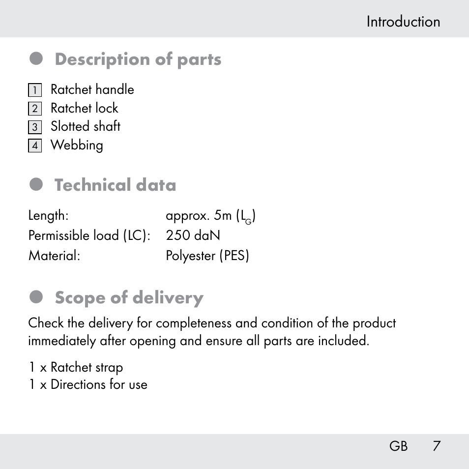 Description of parts, Technical data, Scope of delivery | Powerfix Z31361 User Manual | Page 7 / 108