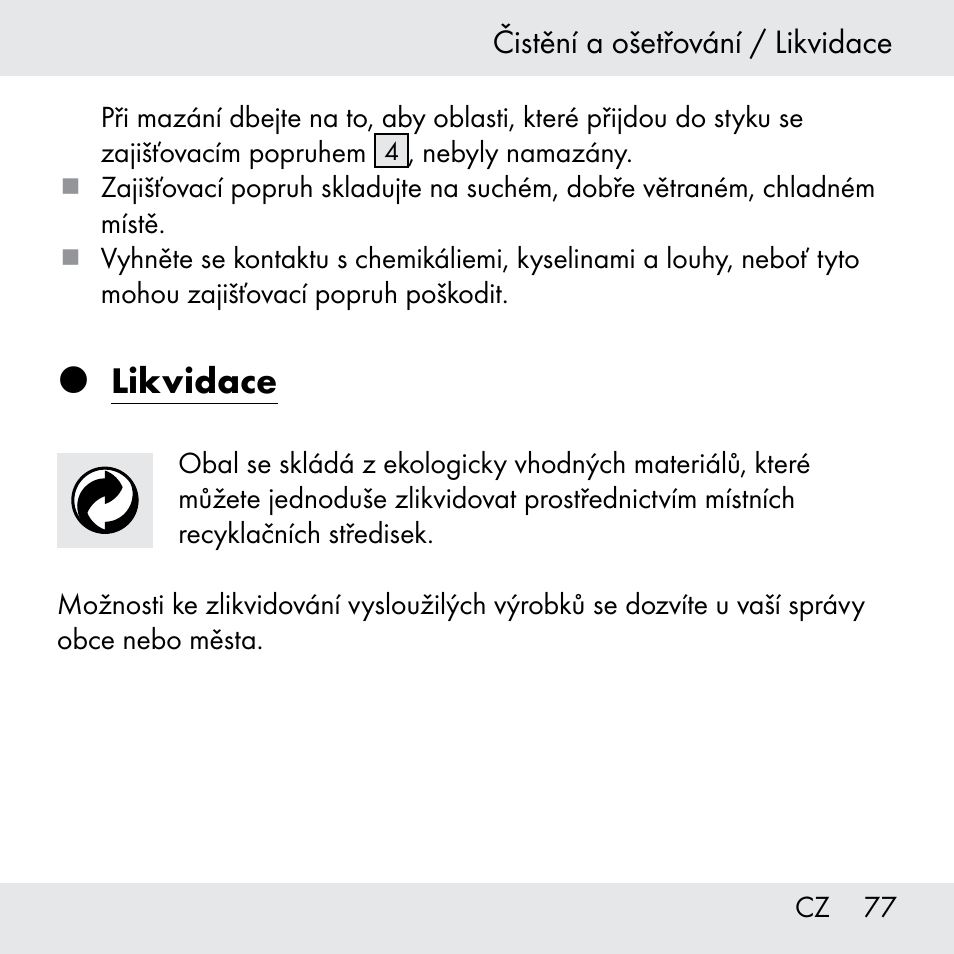 Likvidace | Powerfix Z31361 User Manual | Page 77 / 108