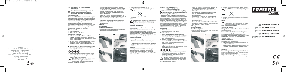 Powerfix Hammer Stapler User Manual | 2 pages