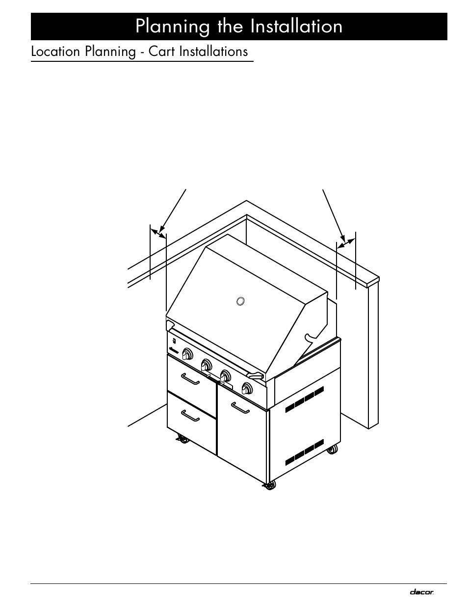 Planning the installation, Location planning - cart installations | Dacor OB36 User Manual | Page 11 / 20
