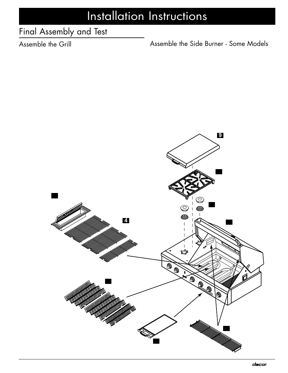 Installation instructions, Final assembly and test | Dacor OB36 User Manual | Page 17 / 20