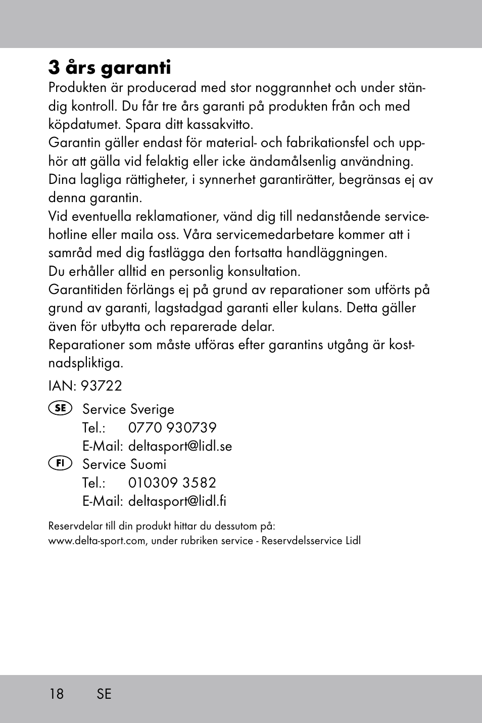 3 års garanti | Powerfix Gel Knee Pads User Manual | Page 16 / 36