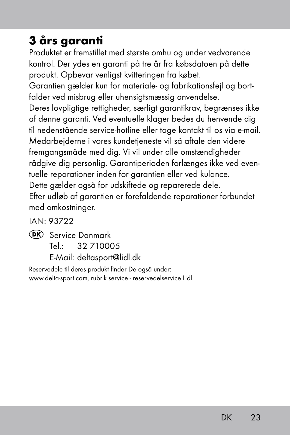 3 års garanti | Powerfix Gel Knee Pads User Manual | Page 21 / 36
