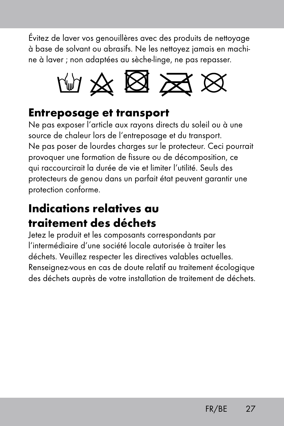 Entreposage et transport, Indications relatives au traitement des déchets | Powerfix Gel Knee Pads User Manual | Page 25 / 36