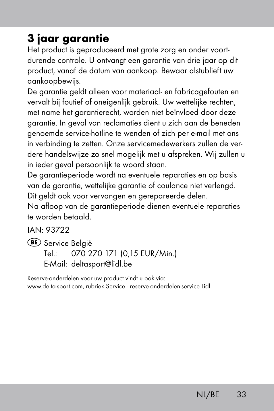 3 jaar garantie | Powerfix Gel Knee Pads User Manual | Page 31 / 36