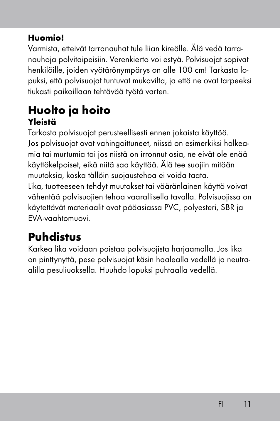 Huolto ja hoito, Puhdistus | Powerfix Gel Knee Pads User Manual | Page 9 / 36