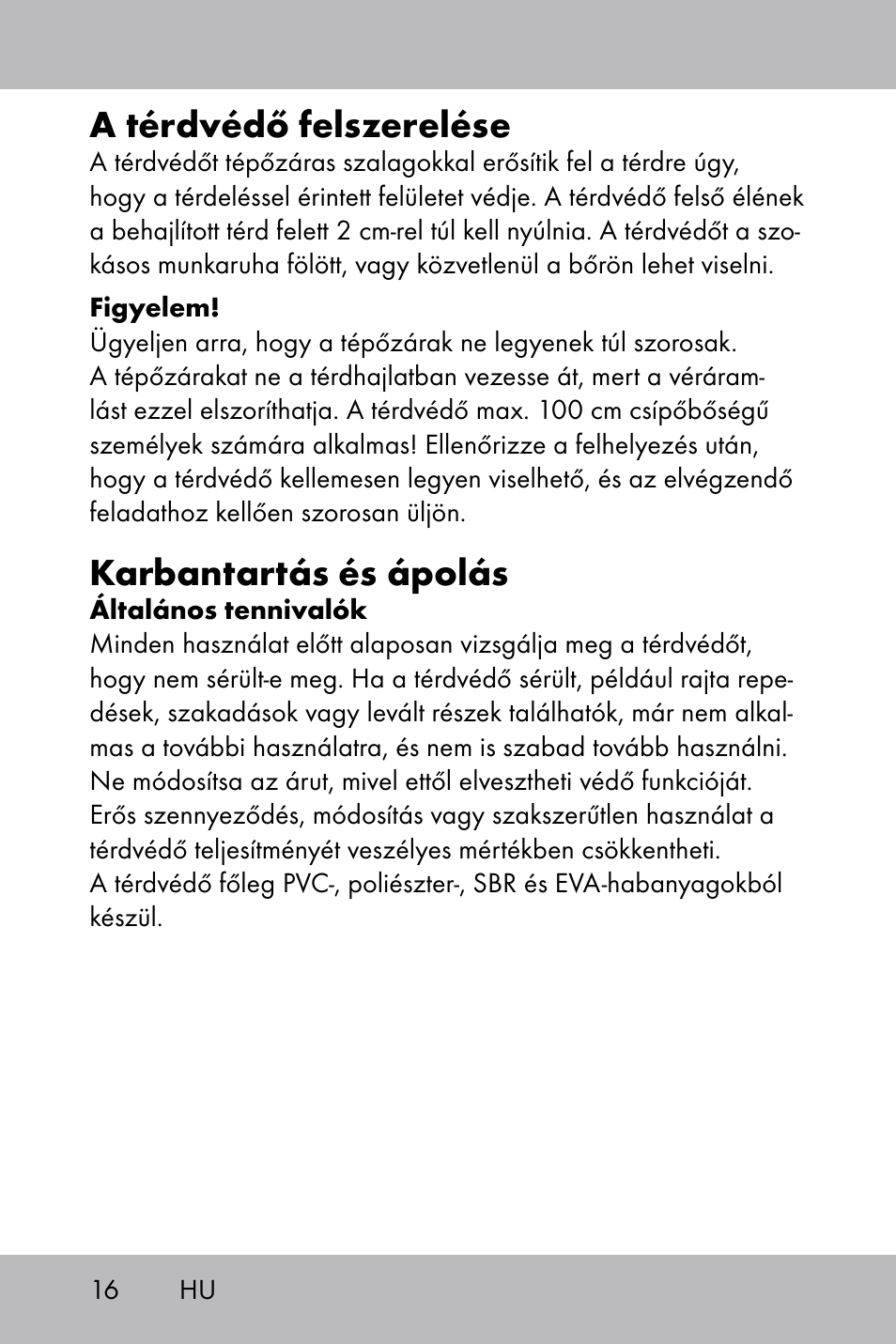 A térdvédő felszerelése, Karbantartás és ápolás | Powerfix Gel Knee Pads User Manual | Page 14 / 36