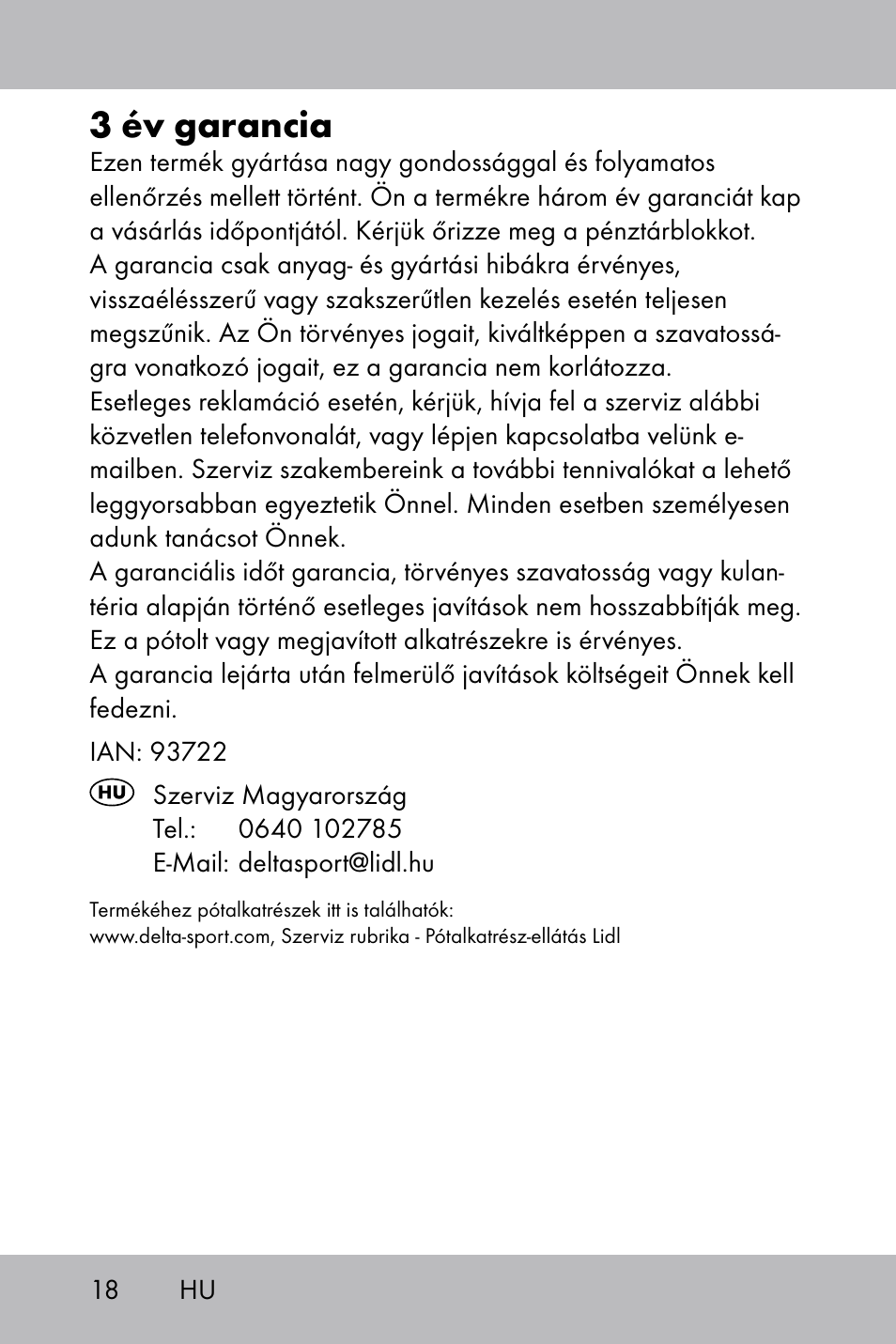 3 év garancia | Powerfix Gel Knee Pads User Manual | Page 16 / 36