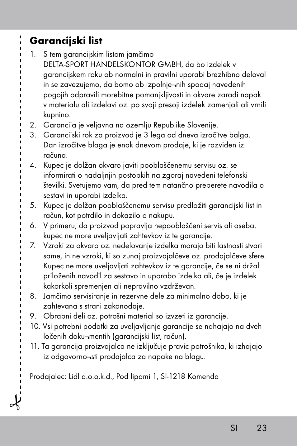 Garancijski list | Powerfix Gel Knee Pads User Manual | Page 21 / 36
