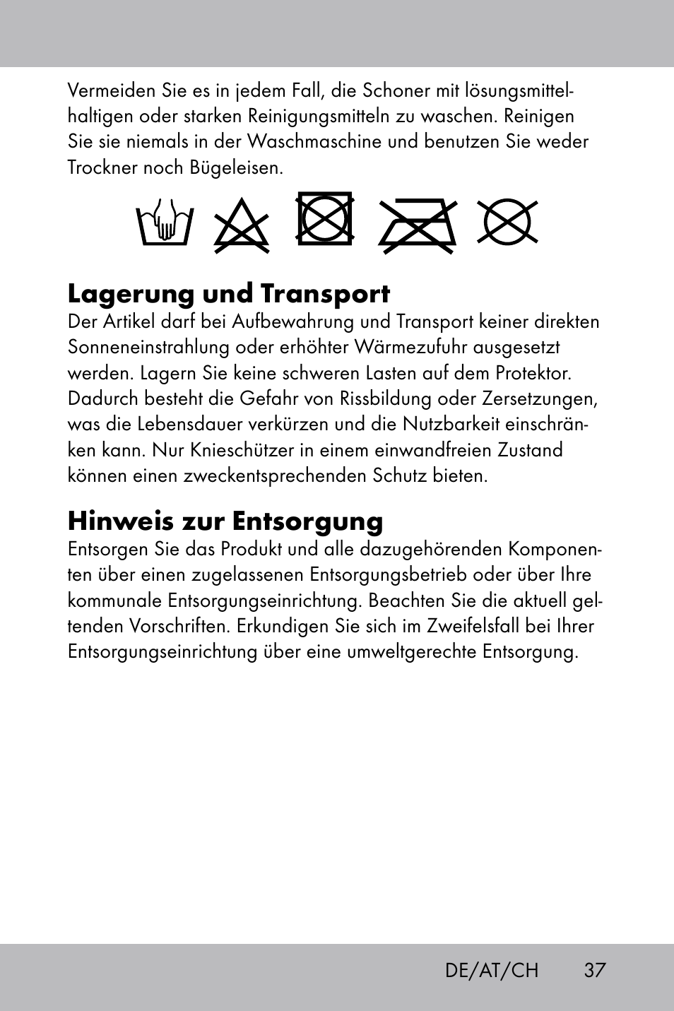 Lagerung und transport, Hinweis zur entsorgung | Powerfix Gel Knee Pads User Manual | Page 35 / 36