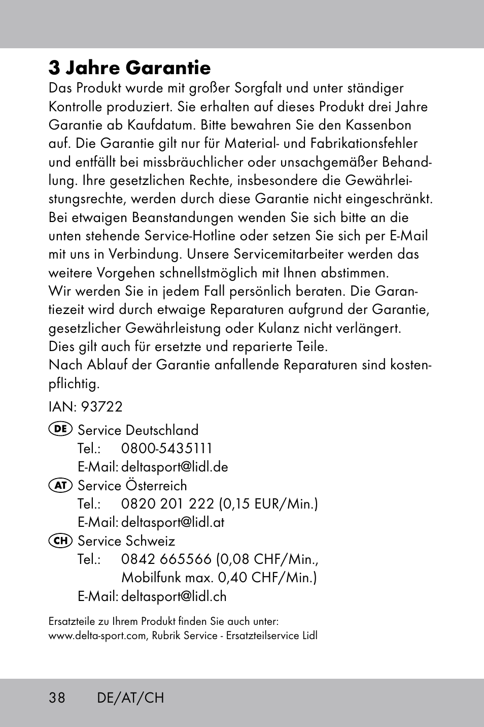 3 jahre garantie | Powerfix Gel Knee Pads User Manual | Page 36 / 36