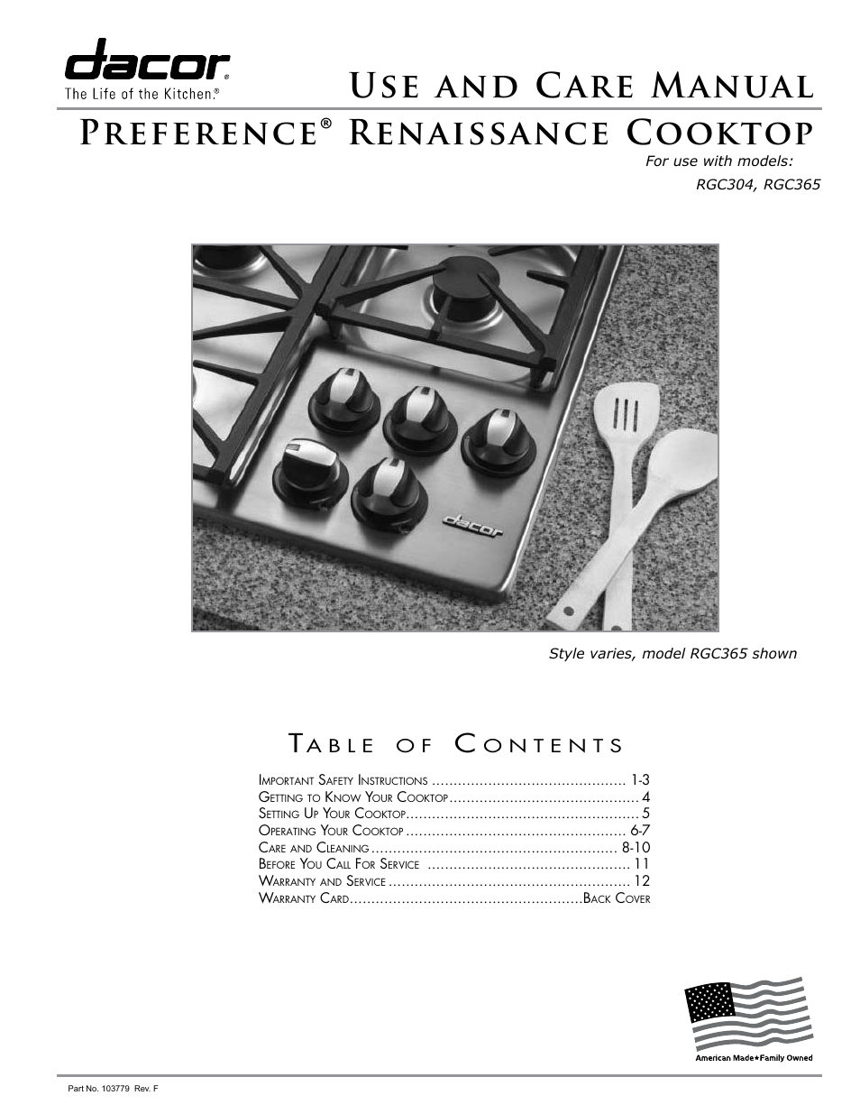 Dacor PREFERENCE RGC304 User Manual | 16 pages