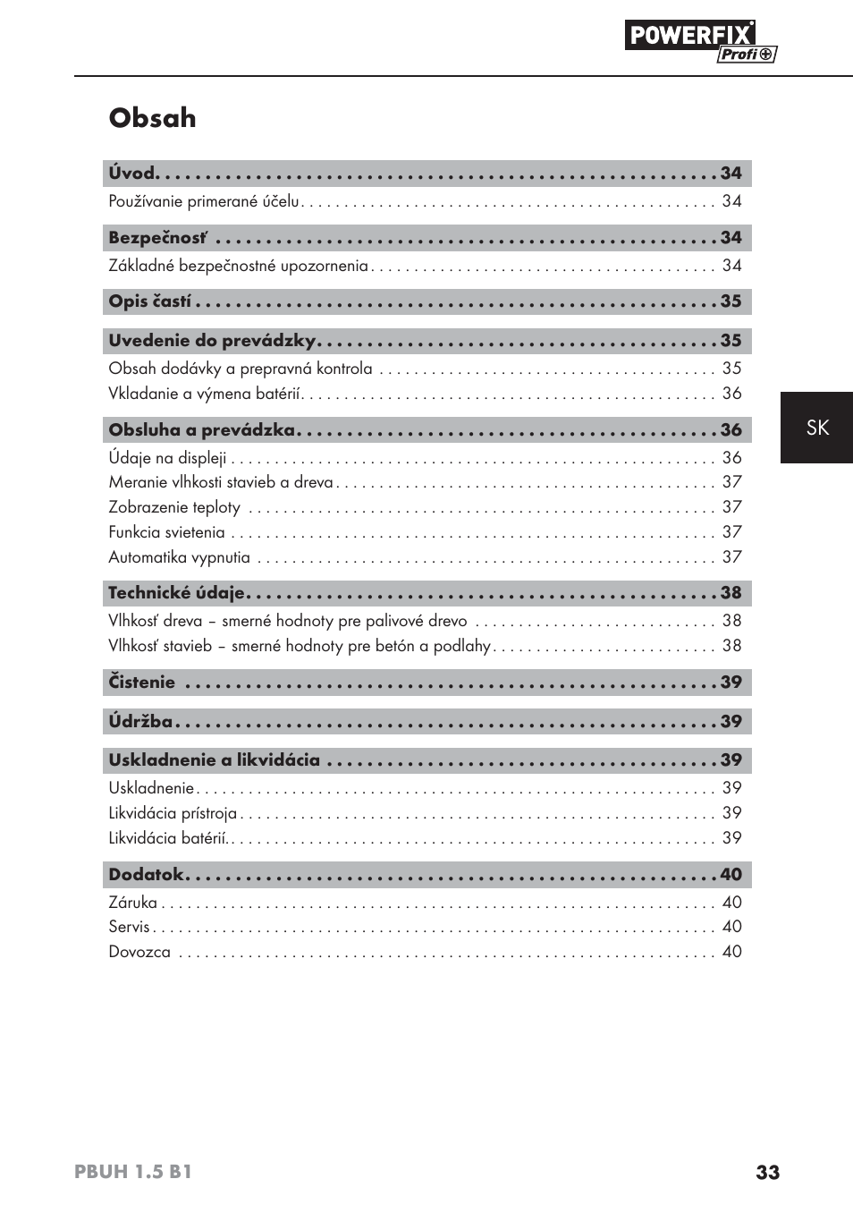 Powerfix PBUH 1.5 B1 User Manual | Page 36 / 52