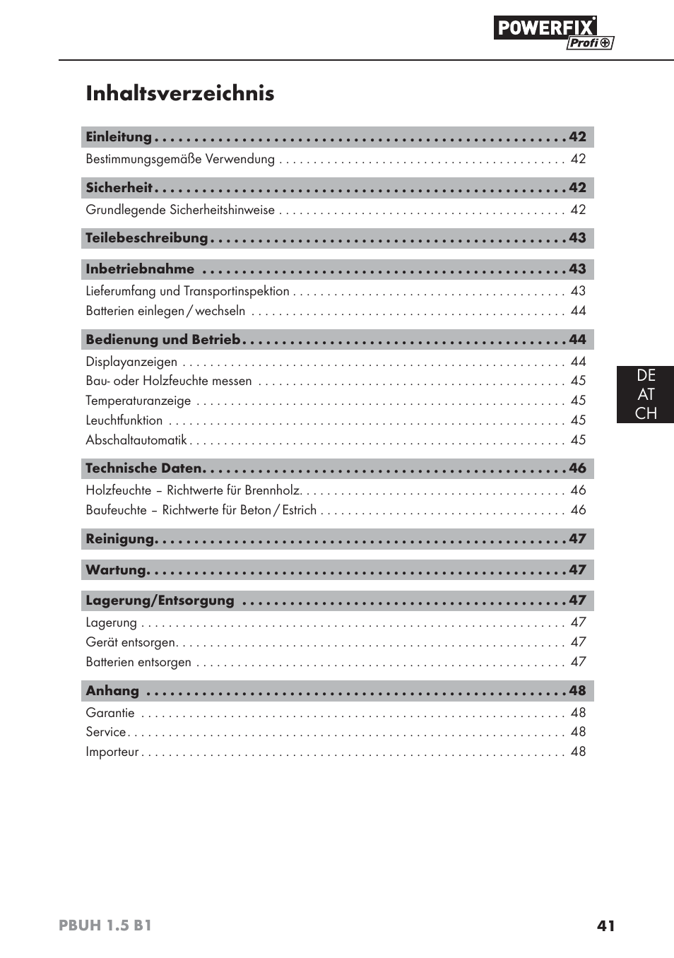 Powerfix PBUH 1.5 B1 User Manual | Page 44 / 52