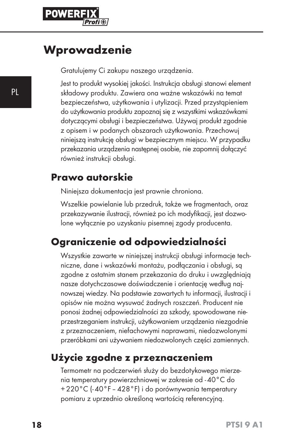Wprowadzenie, Prawo autorskie, Ograniczenie od odpowiedzialności | Użycie zgodne z przeznaczeniem | Powerfix PTSI 9 A1 User Manual | Page 21 / 100