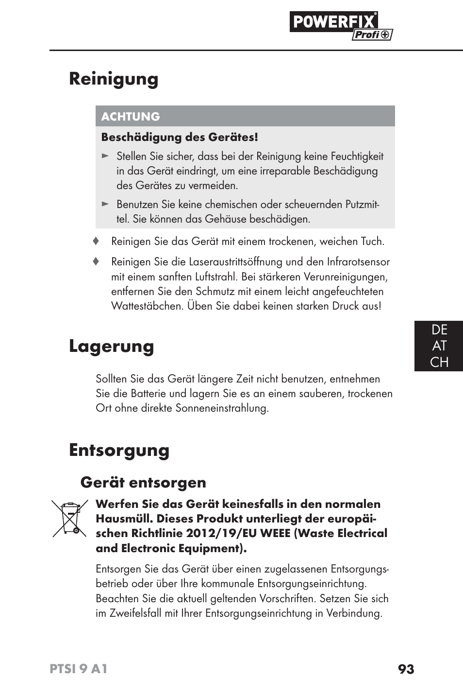 Reinigung, Lagerung, Entsorgung | Gerät entsorgen | Powerfix PTSI 9 A1 User Manual | Page 96 / 100