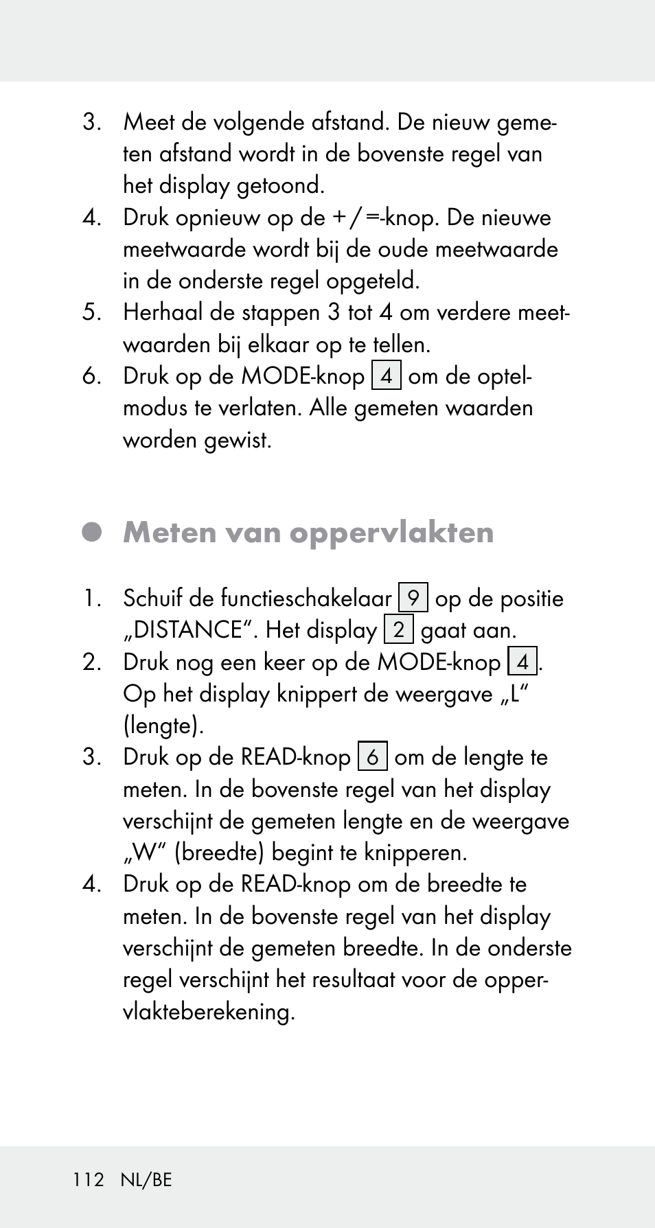 Meten van oppervlakten | Powerfix Z32114 User Manual | Page 112 / 141