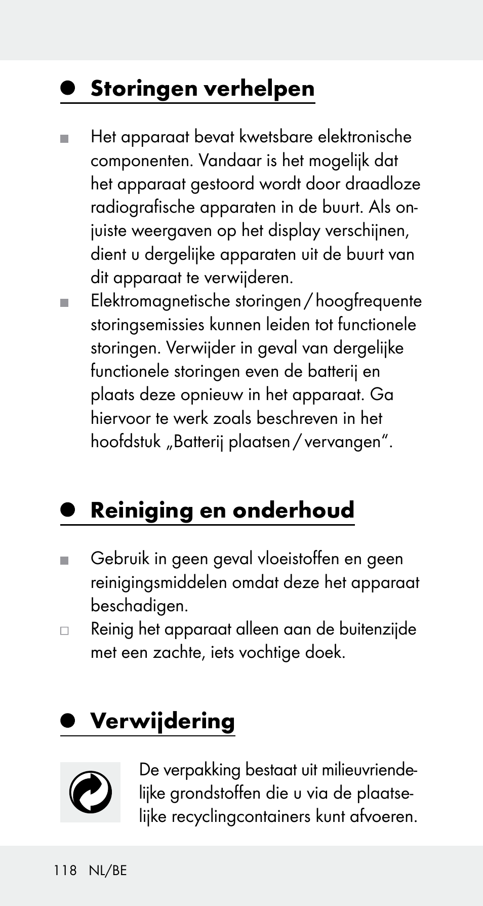 Storingen verhelpen, Reiniging en onderhoud, Verwijdering | Powerfix Z32114 User Manual | Page 118 / 141