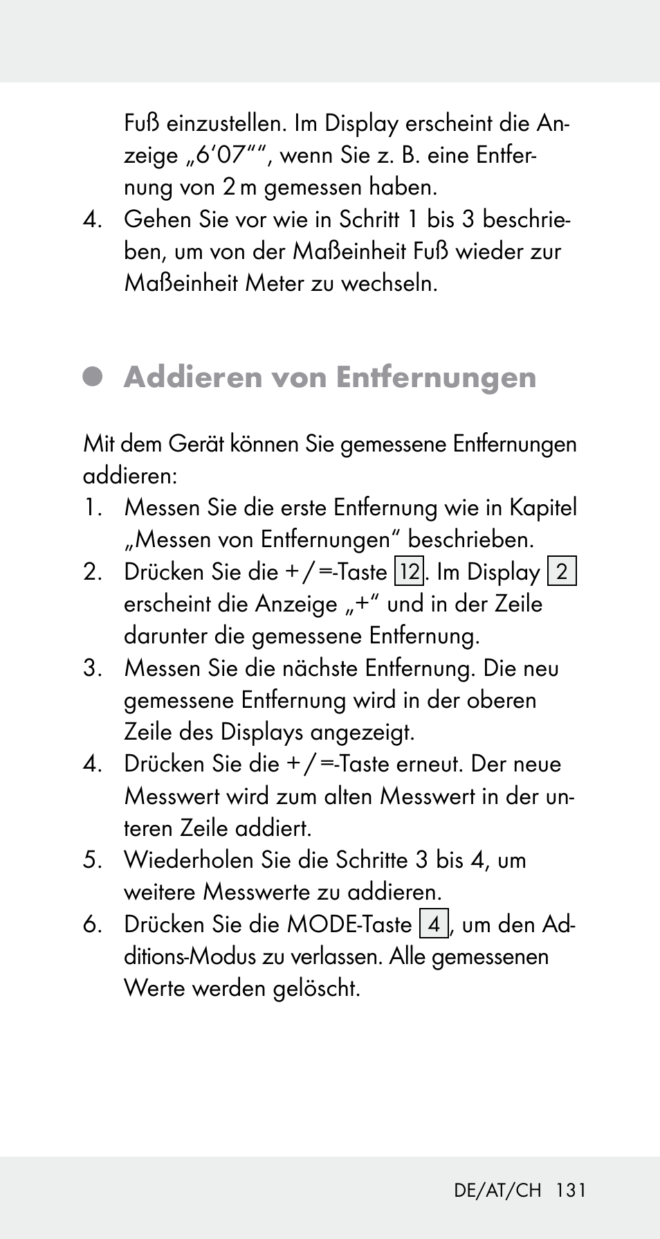 Addieren von entfernungen | Powerfix Z32114 User Manual | Page 131 / 141