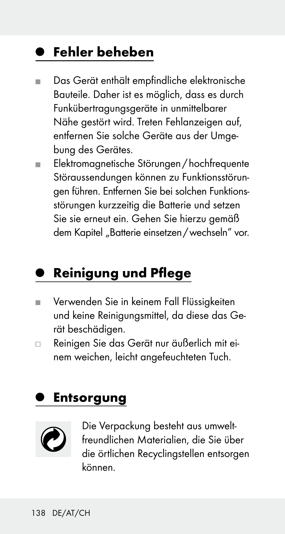 Fehler beheben, Reinigung und pflege, Entsorgung | Powerfix Z32114 User Manual | Page 138 / 141