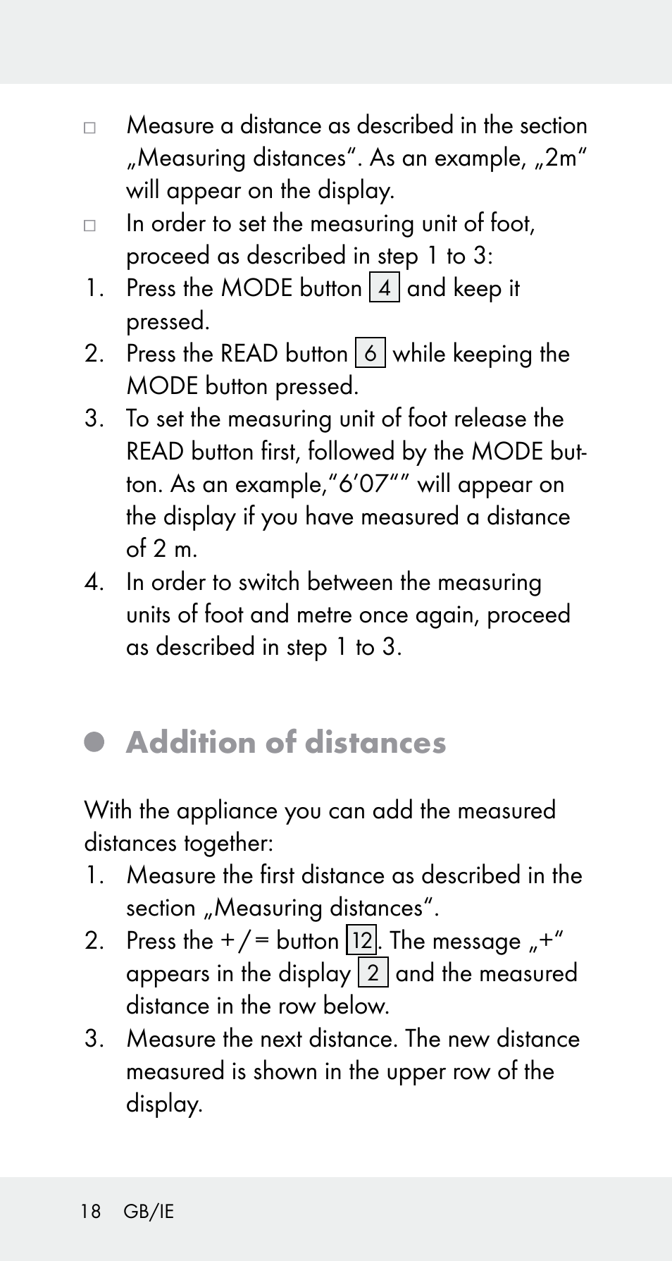 Addition of distances | Powerfix Z32114 User Manual | Page 18 / 141