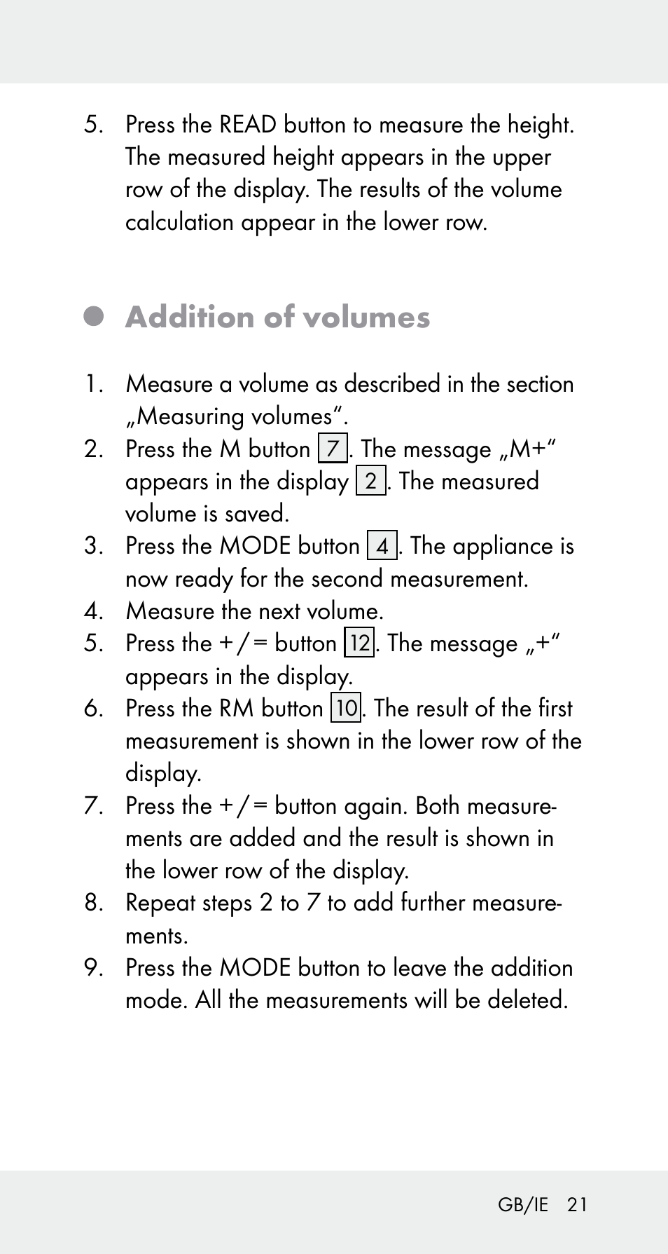 Addition of volumes | Powerfix Z32114 User Manual | Page 21 / 141