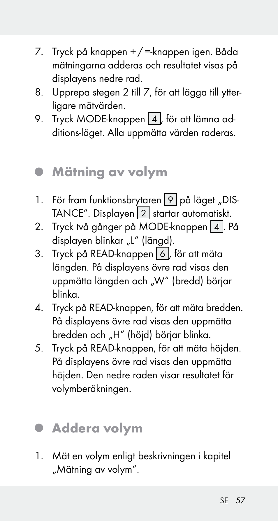 Mätning av volym, Addera volym | Powerfix Z32114 User Manual | Page 57 / 141