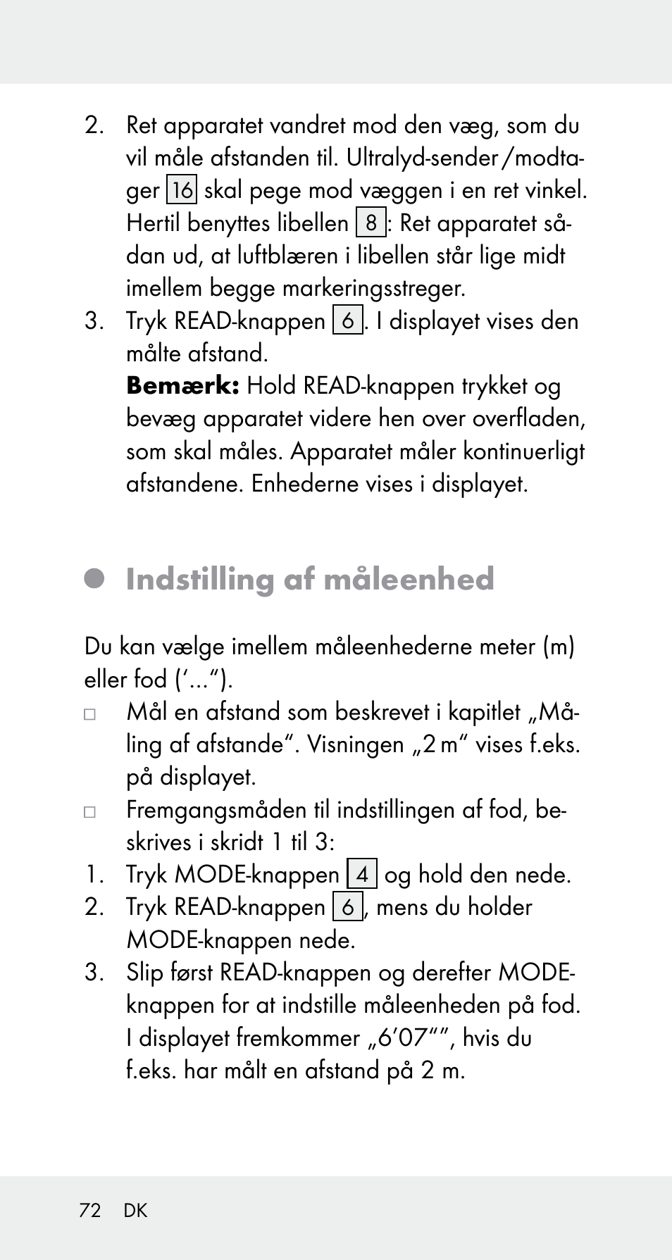 Indstilling af måleenhed | Powerfix Z32114 User Manual | Page 72 / 141