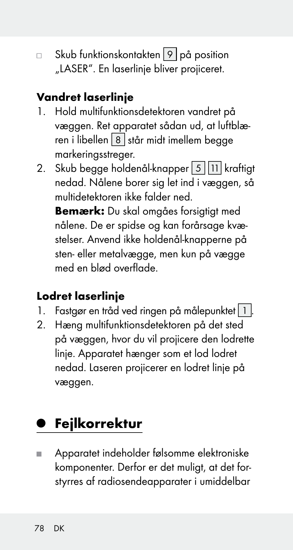 Fejlkorrektur | Powerfix Z32114 User Manual | Page 78 / 141