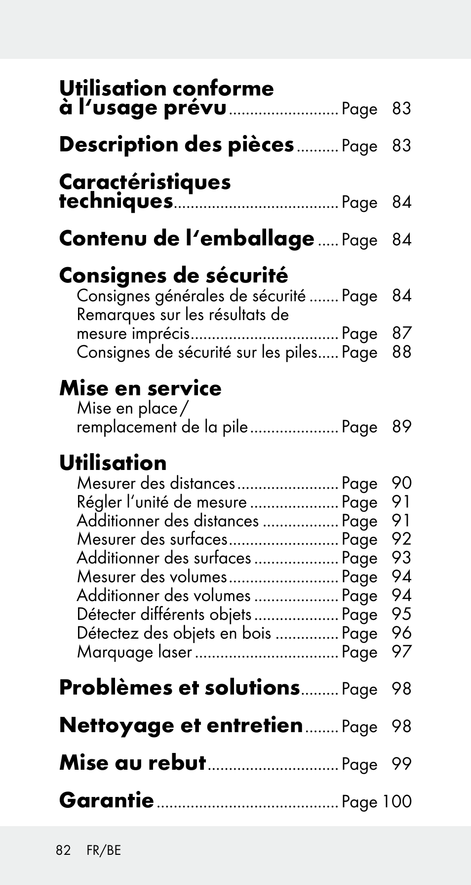 Utilisation conforme à l‘usage prévu, Description des pièces, Caractéristiques techniques | Contenu de l‘emballage, Consignes de sécurité, Mise en service, Utilisation, Problèmes et solutions, Nettoyage et entretien, Mise au rebut | Powerfix Z32114 User Manual | Page 82 / 141