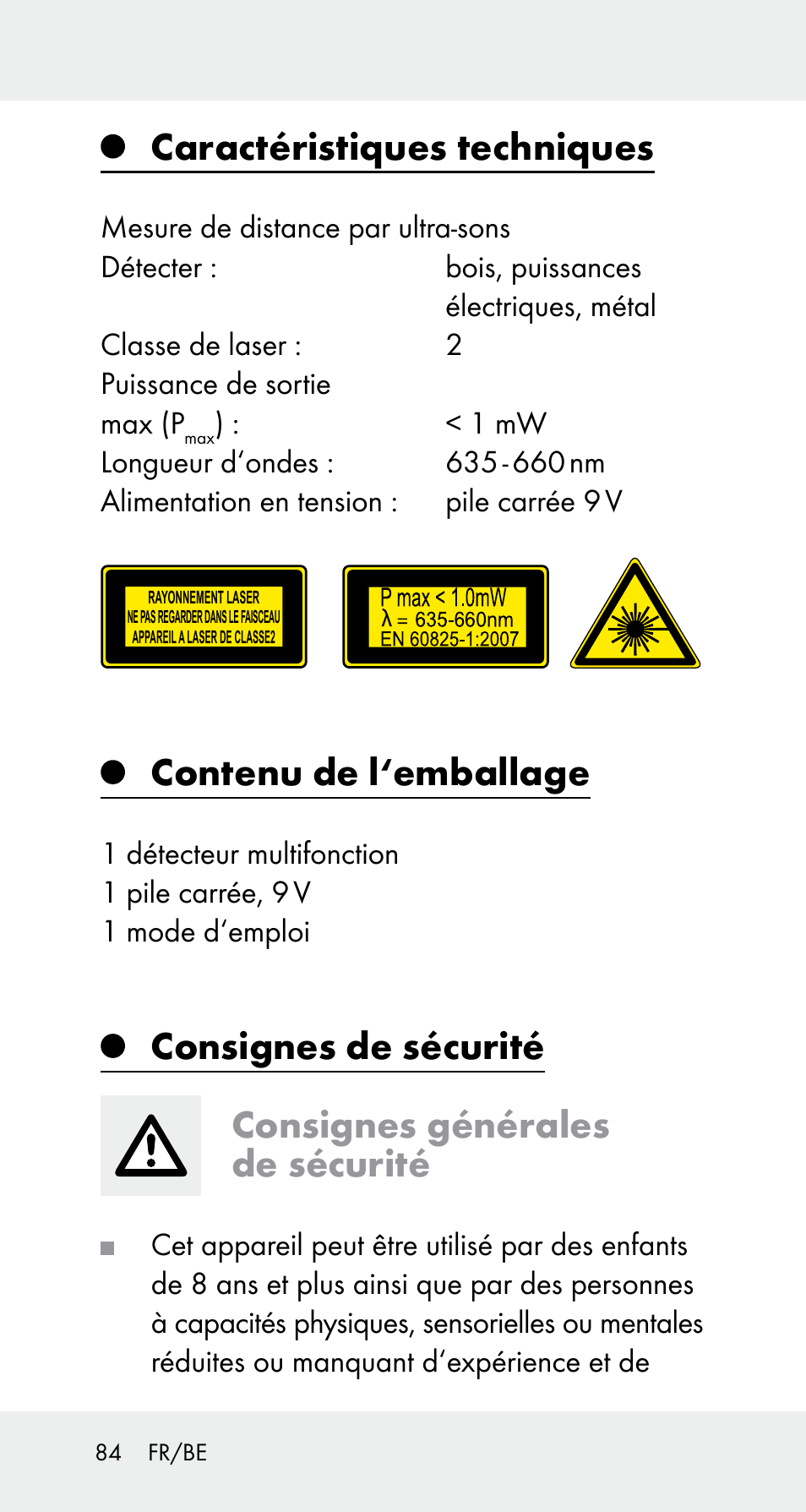 Caractéristiques techniques, Contenu de l‘emballage | Powerfix Z32114 User Manual | Page 84 / 141