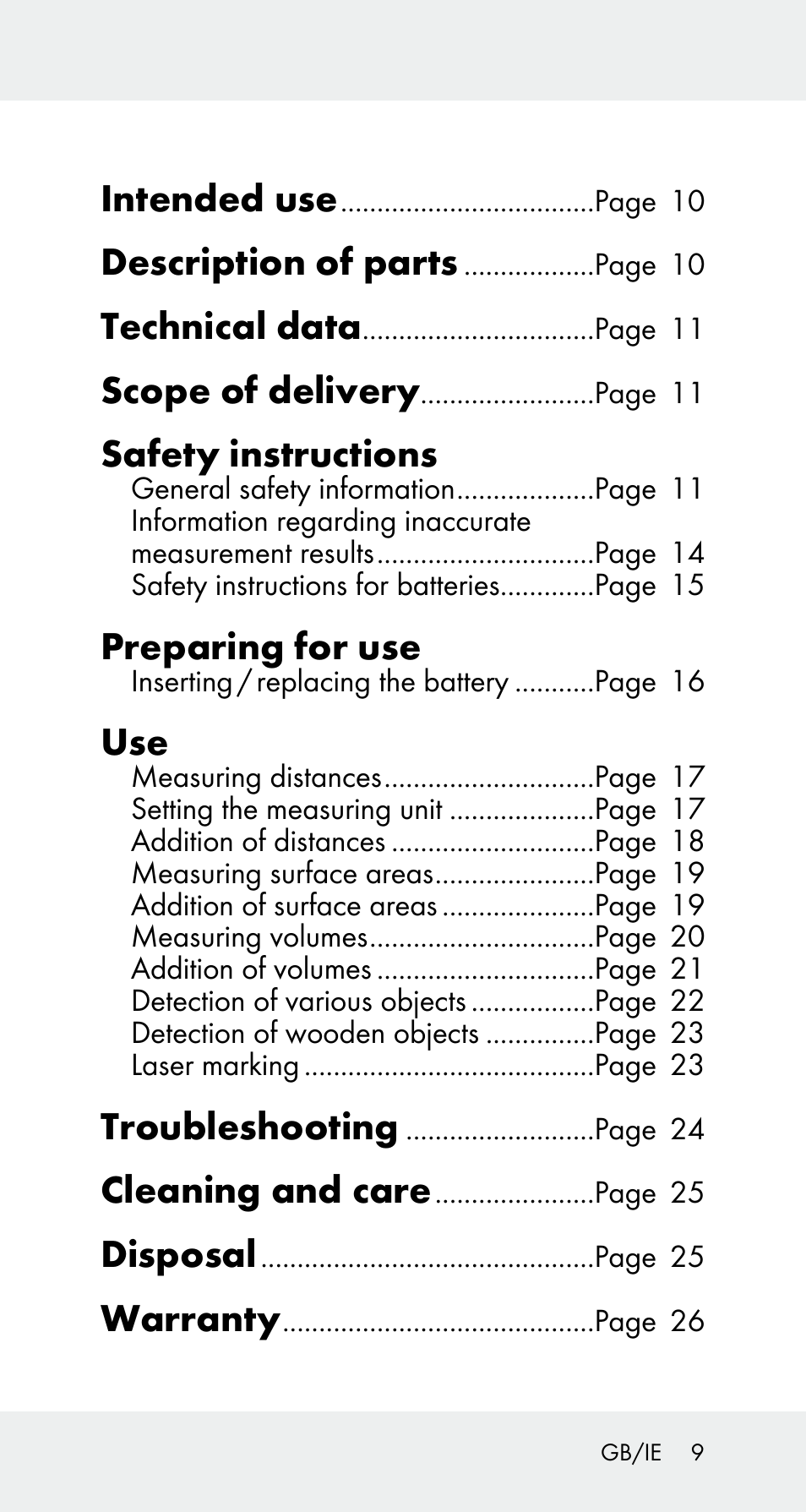 Intended use, Description of parts, Technical data | Scope of delivery, Safety instructions, Preparing for use, Troubleshooting, Cleaning and care, Disposal, Warranty | Powerfix Z32114 User Manual | Page 9 / 141