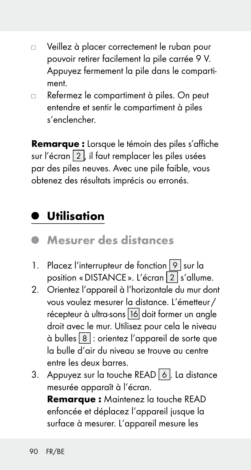 Utilisation mesurer des distances | Powerfix Z32114 User Manual | Page 90 / 141