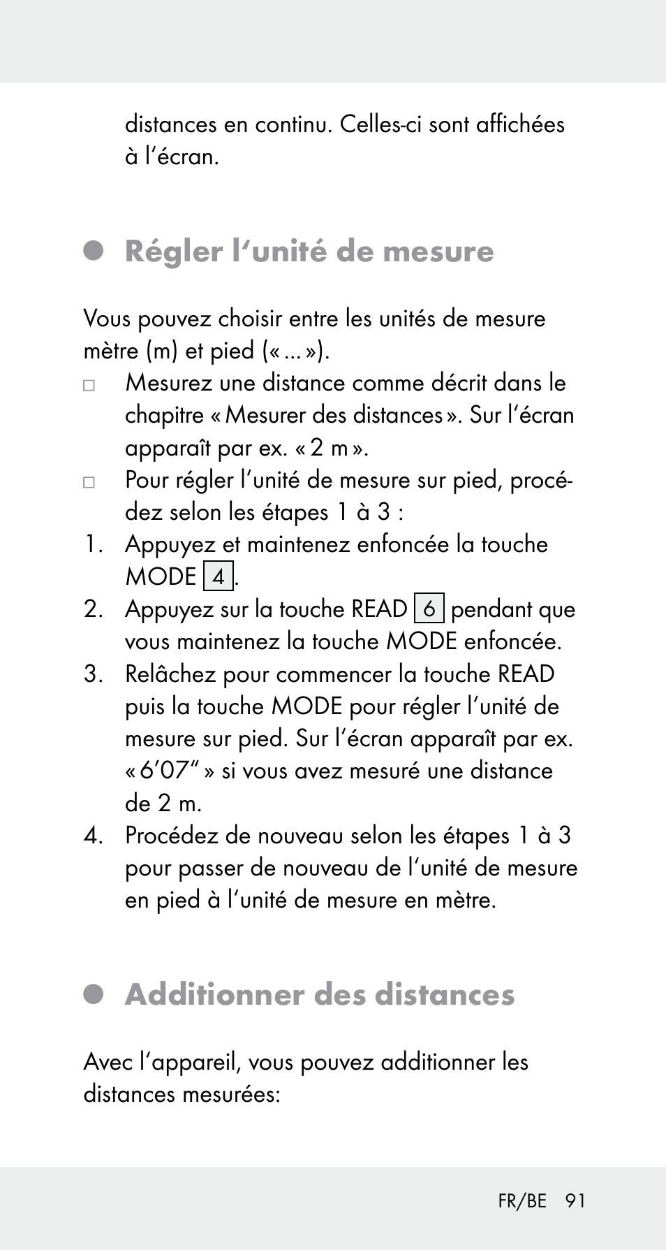 Régler l‘unité de mesure, Additionner des distances | Powerfix Z32114 User Manual | Page 91 / 141