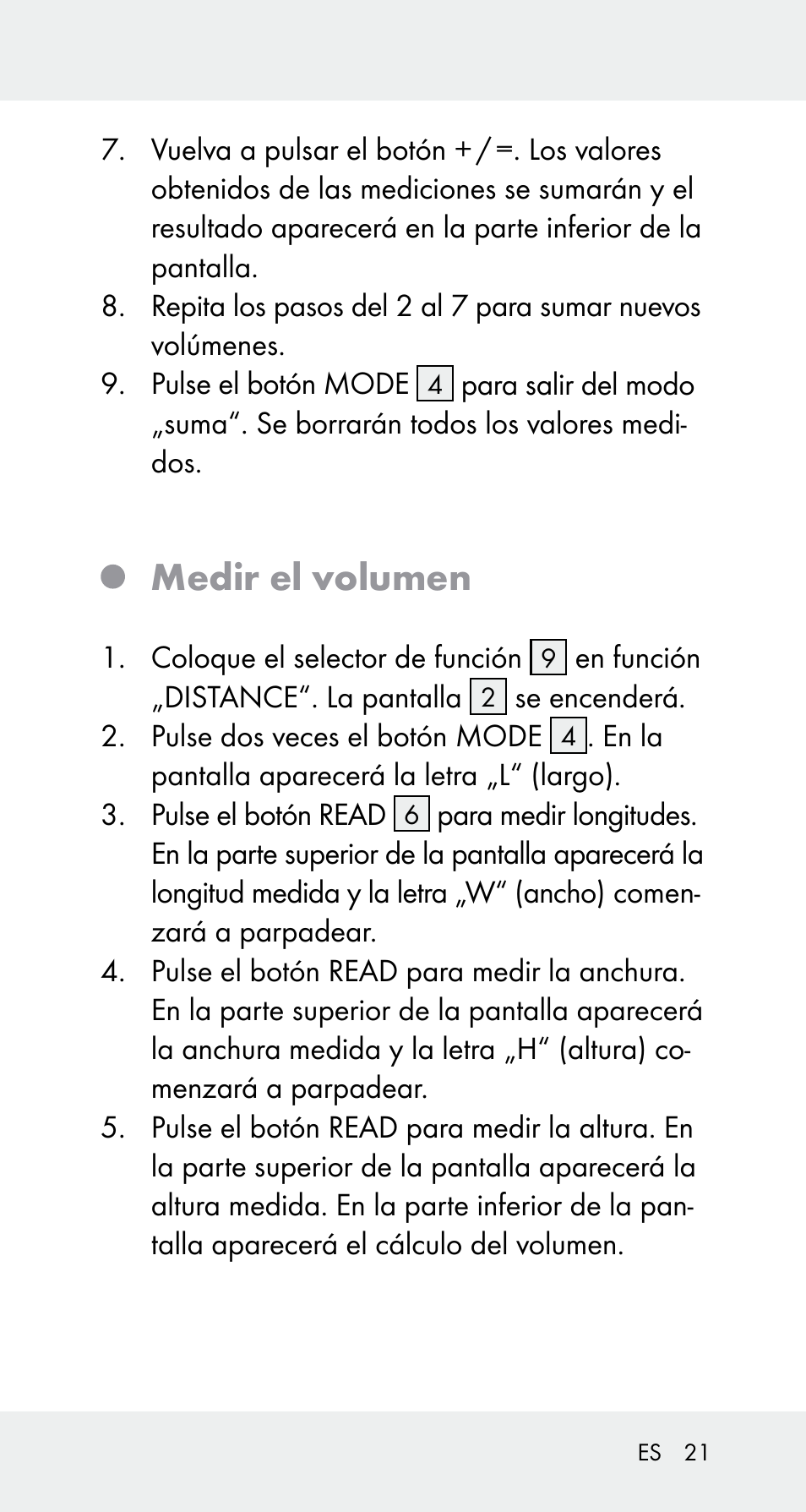 Medir el volumen | Powerfix Z32114 User Manual | Page 21 / 106