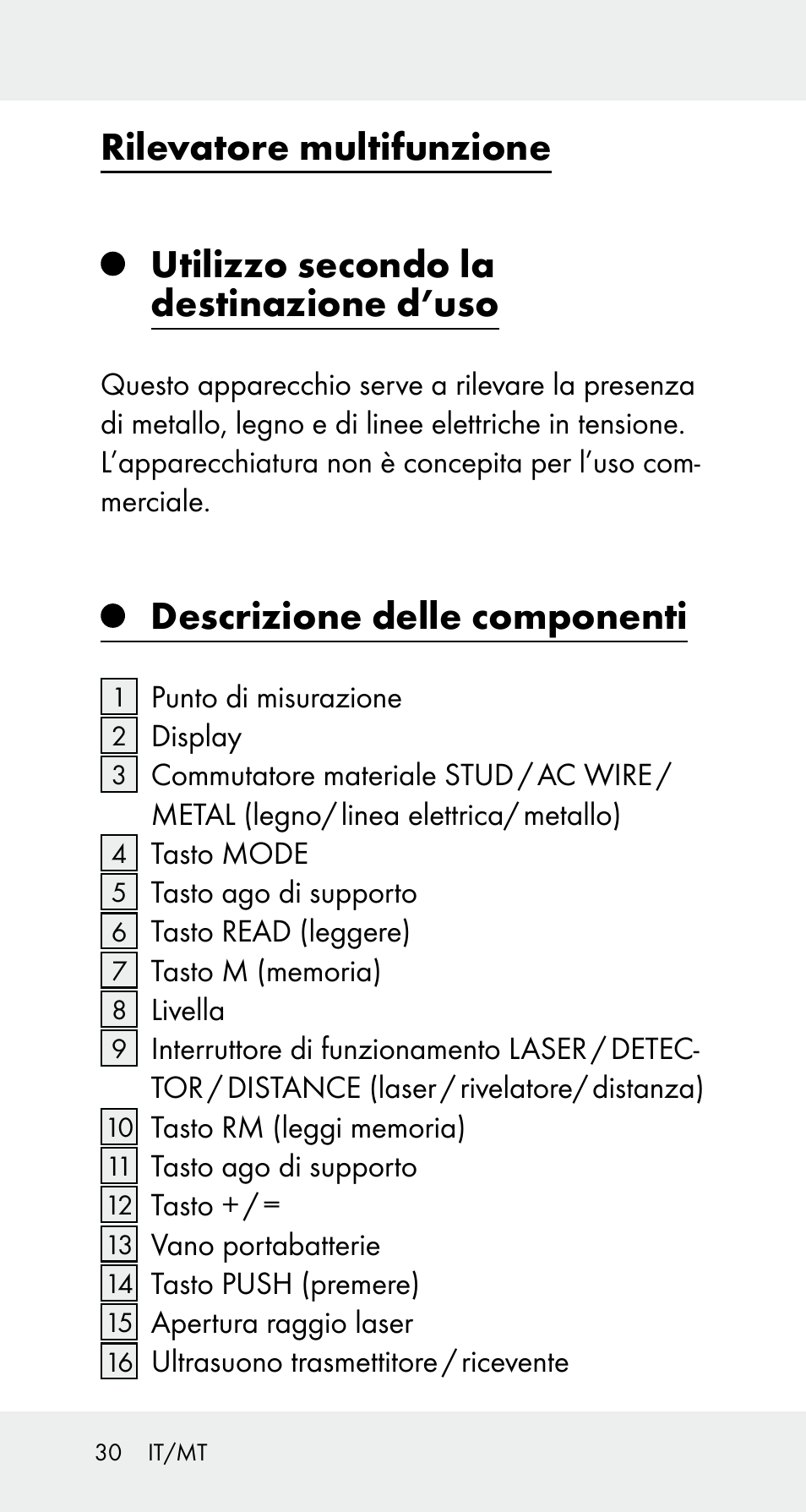 Descrizione delle componenti | Powerfix Z32114 User Manual | Page 30 / 106