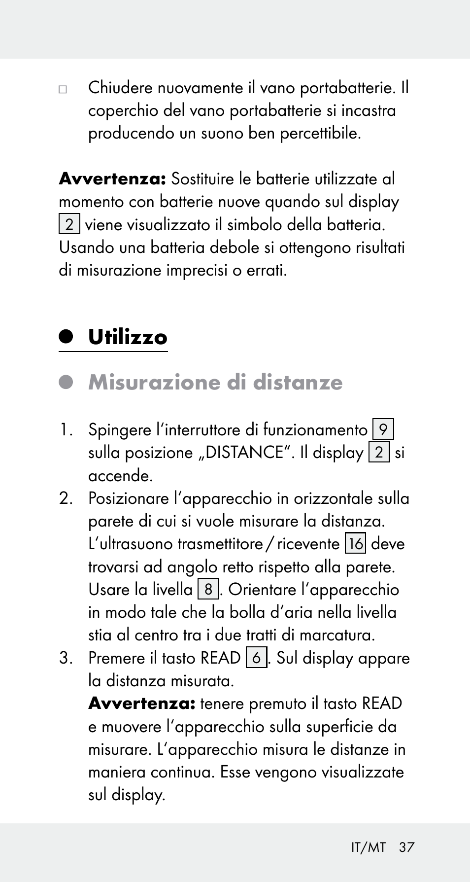 Utilizzo misurazione di distanze | Powerfix Z32114 User Manual | Page 37 / 106