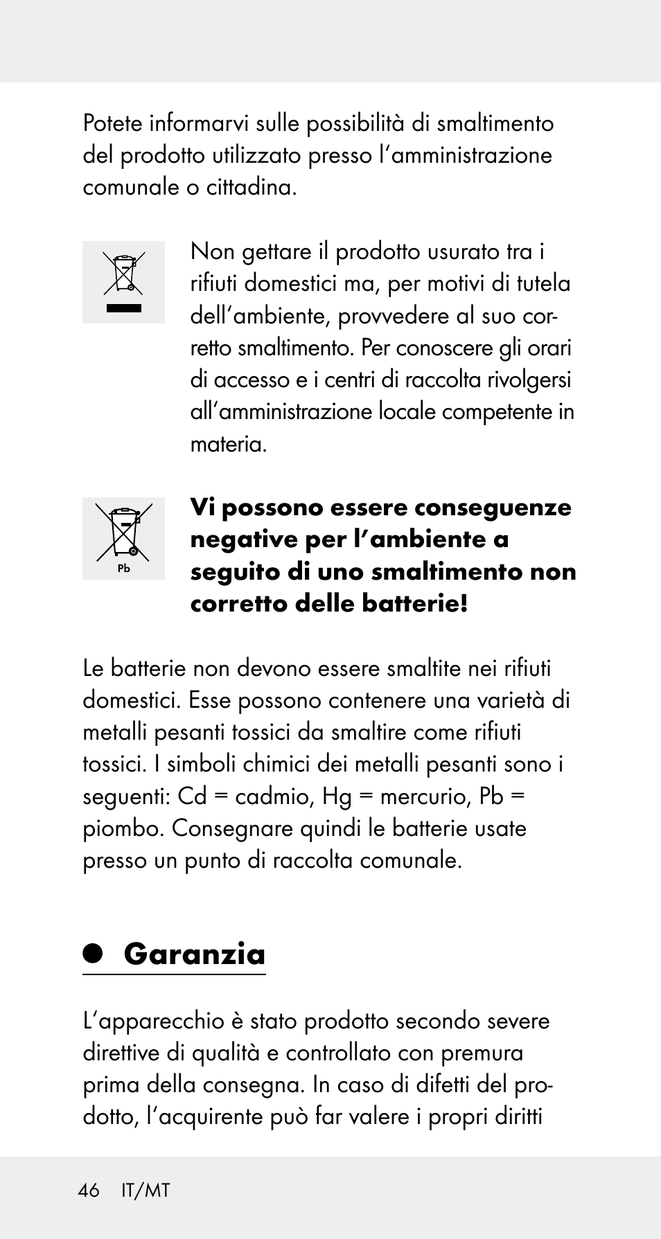 Garanzia | Powerfix Z32114 User Manual | Page 46 / 106