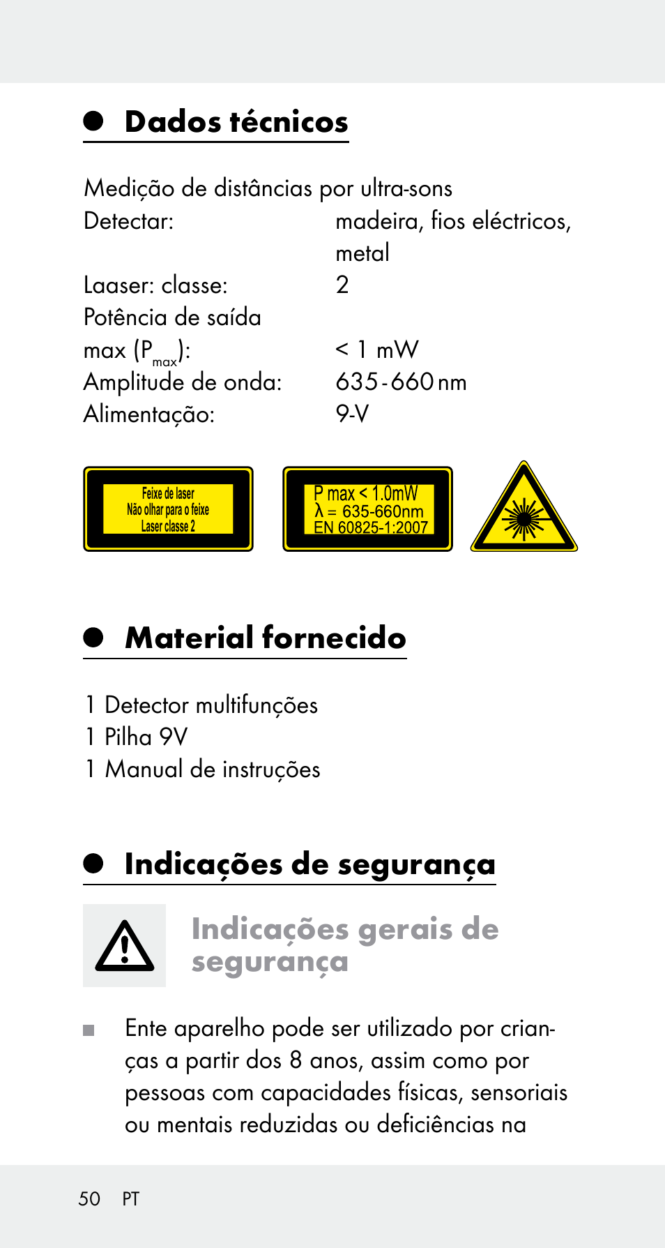 Dados técnicos, Material fornecido | Powerfix Z32114 User Manual | Page 50 / 106