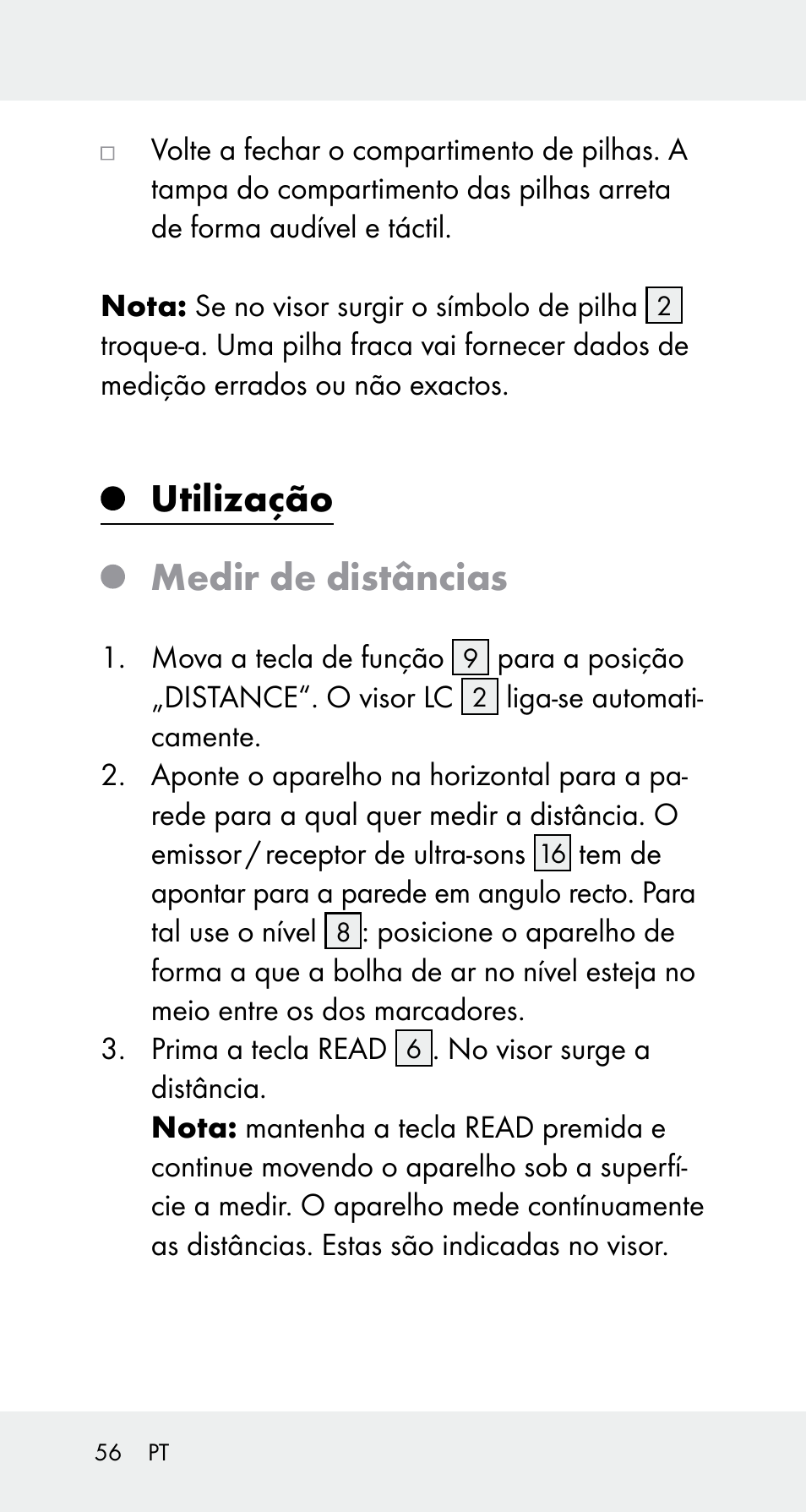 Utilização medir de distâncias | Powerfix Z32114 User Manual | Page 56 / 106