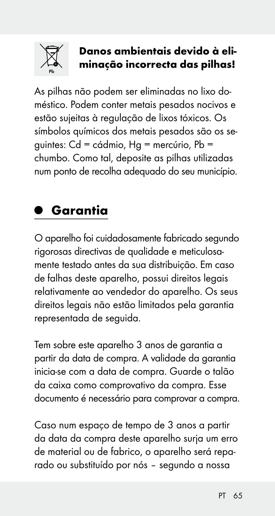 Garantia | Powerfix Z32114 User Manual | Page 65 / 106