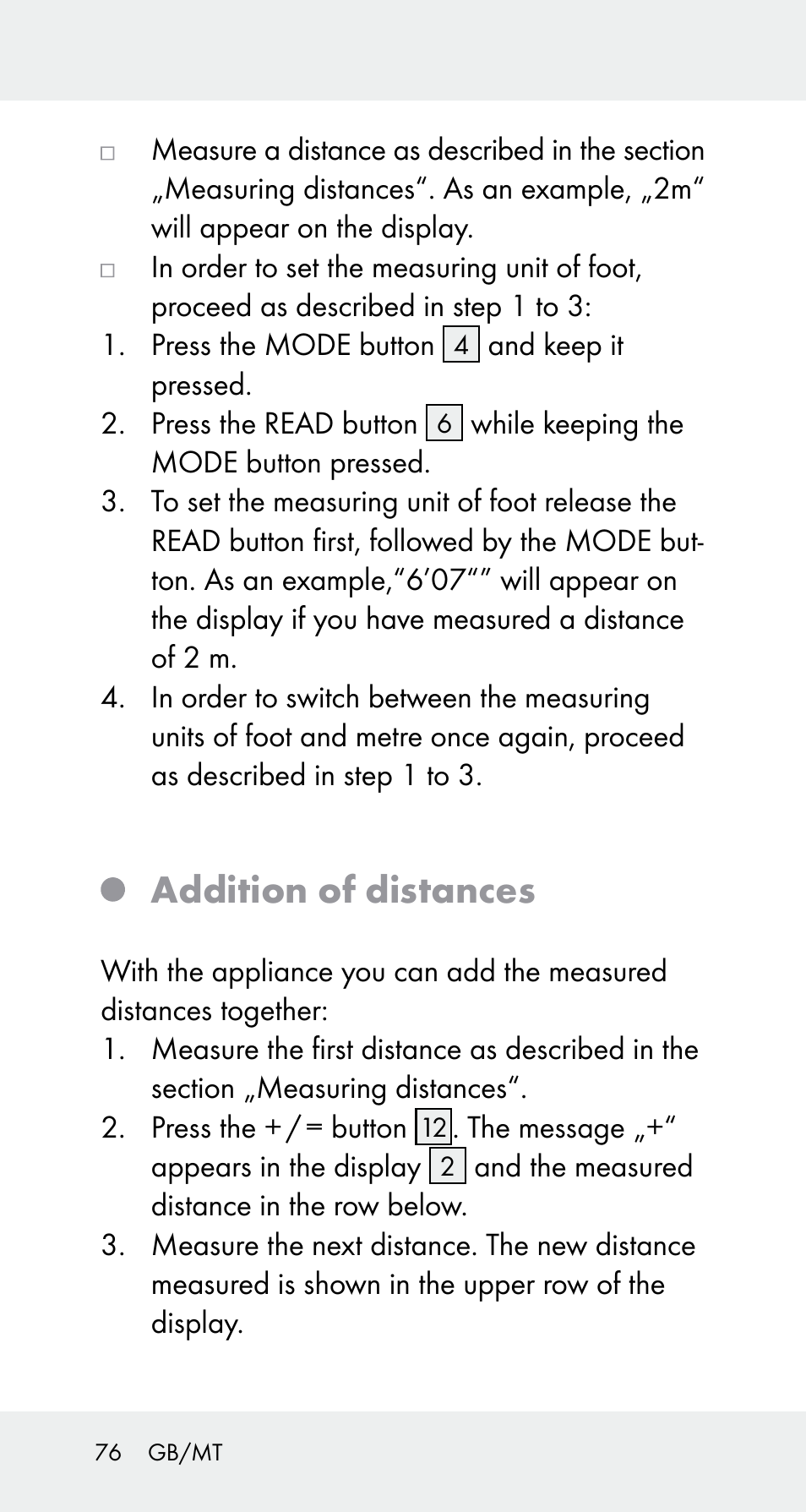 Addition of distances | Powerfix Z32114 User Manual | Page 76 / 106