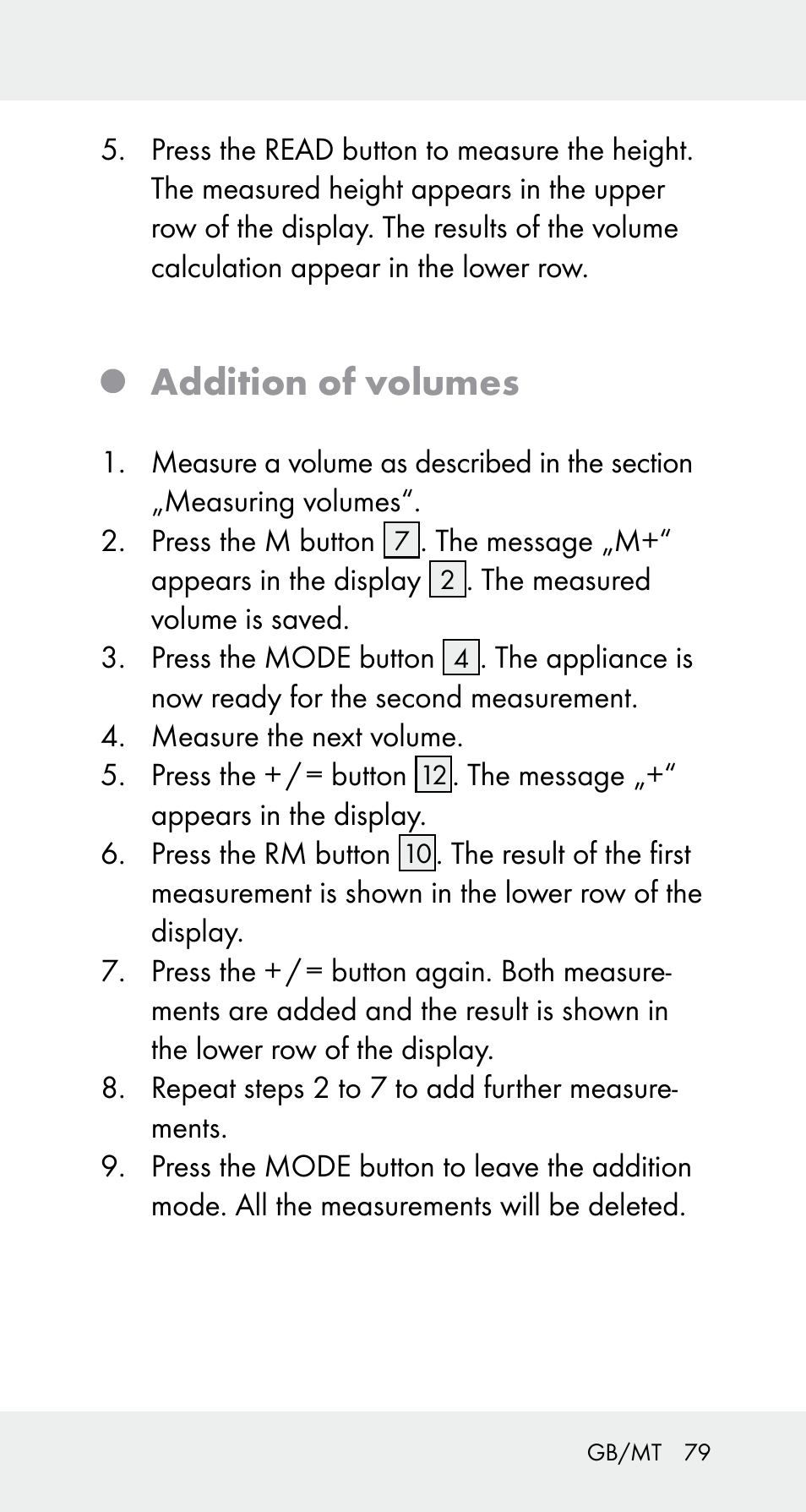 Addition of volumes | Powerfix Z32114 User Manual | Page 79 / 106